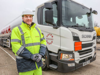 Matthew Cox, senior fleet engineer, with new HOYER Scania P450